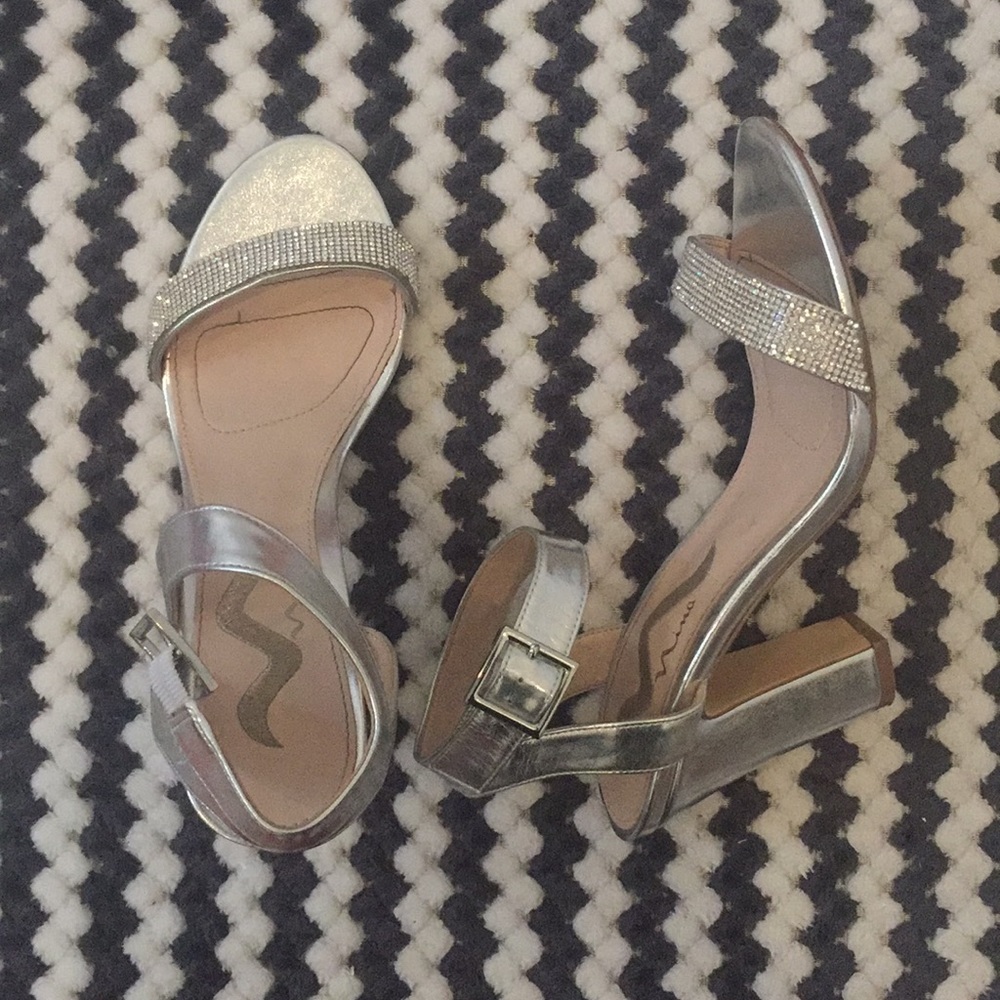 Nina Silver Heels with Rhinestones